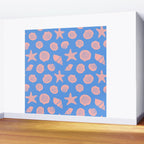 Retro Coastal Shells on Blue Wall Mural Gallery Image 2