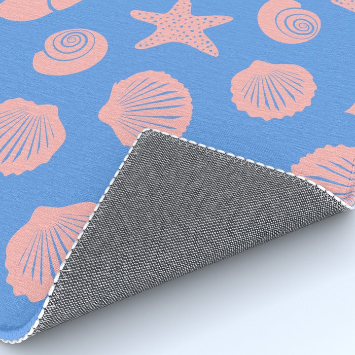 Retro Coastal Shells on Blue Rug Gallery Image 4