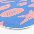 Retro Coastal Shells on Blue Bath Mat Gallery Image 3