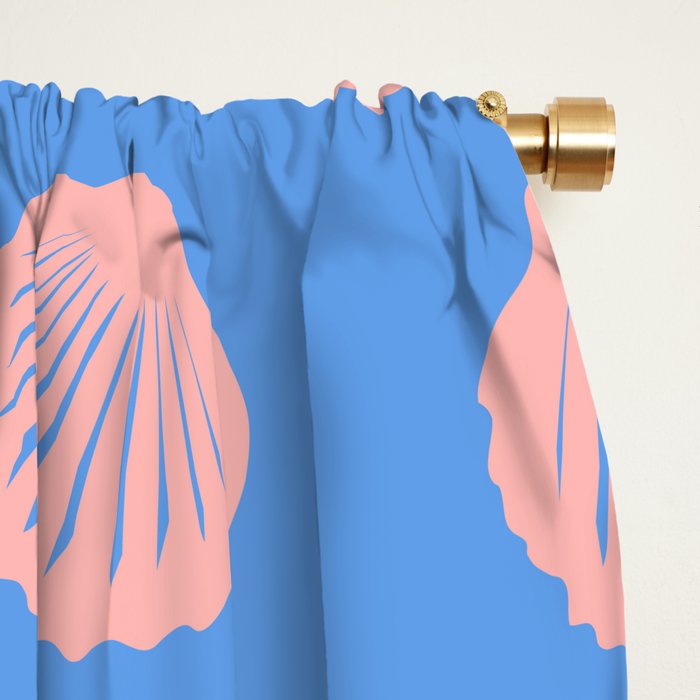 Retro Coastal Shells on Blue Window Curtain Gallery Image 2