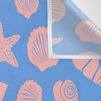 Retro Coastal Shells on Blue Wall Tapestry Gallery Image 3