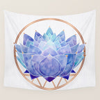 Violet Zen Lotus Flower Watercolor Wall Tapestry Gallery Image 4
