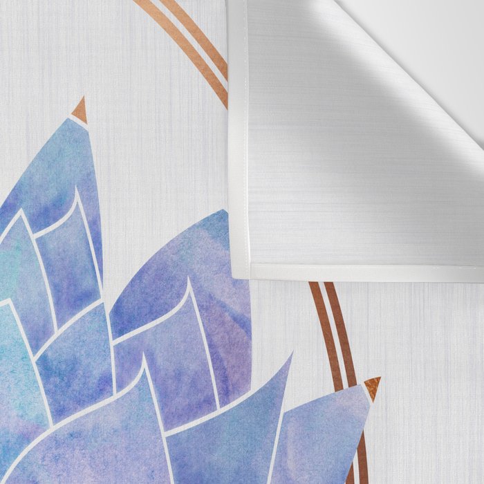 Violet Zen Lotus Flower Watercolor Wall Tapestry Gallery Image 3