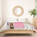 Cute Pink Door with Yard Flamingos in Palm Springs Duvet Cover Gallery Image 3