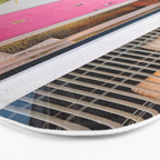 Cute Pink Door with Yard Flamingos in Palm Springs Bath Mat Gallery Image 3