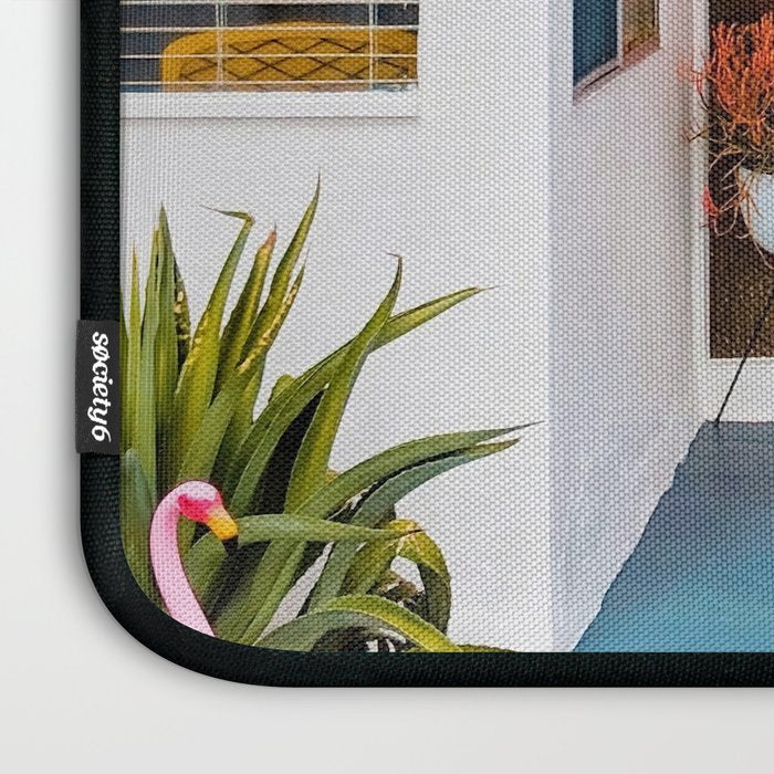 Cute Pink Door with Yard Flamingos in Palm Springs Laptop Sleeve Gallery Image 3