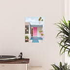 Cute Pink Door with Yard Flamingos in Palm Springs Poster Gallery Image 2