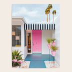 Cute Pink Door with Yard Flamingos in Palm Springs Poster Gallery Image 4