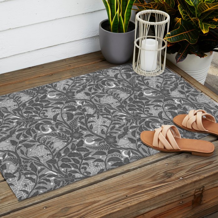 Mysterious Garden - Grayscale  Outdoor Rug Gallery Image 2