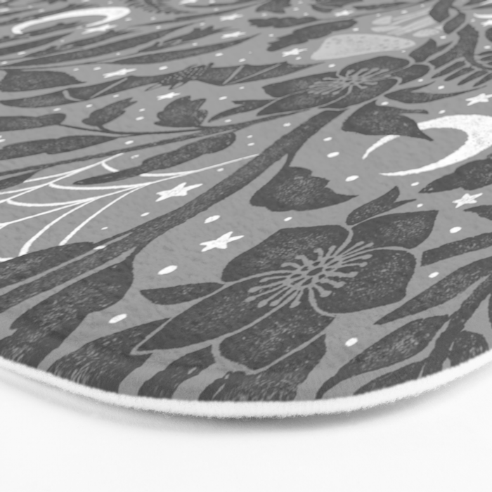 Mysterious Garden - Grayscale  Bath Mat Gallery Image 3