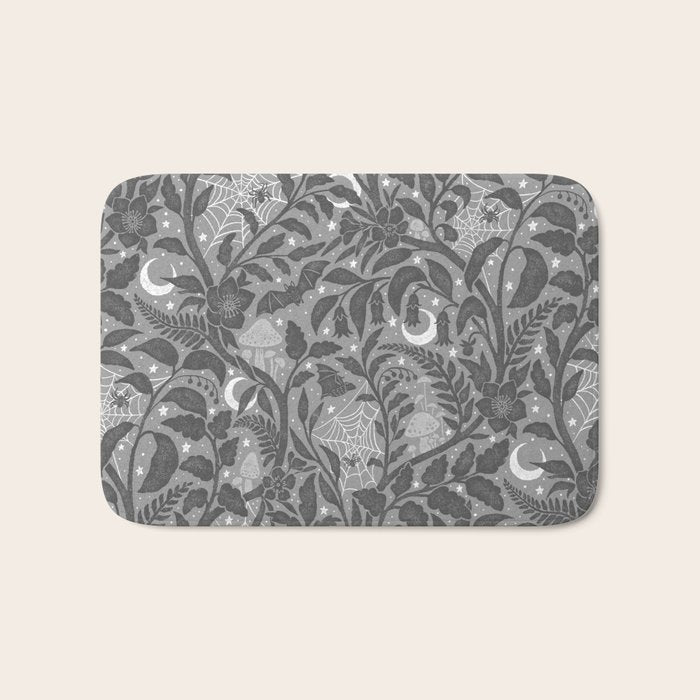 Mysterious Garden - Grayscale  Bath Mat Gallery Image 1