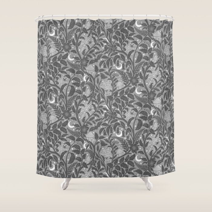 Mysterious Garden - Grayscale  Shower Curtain Gallery Image 1