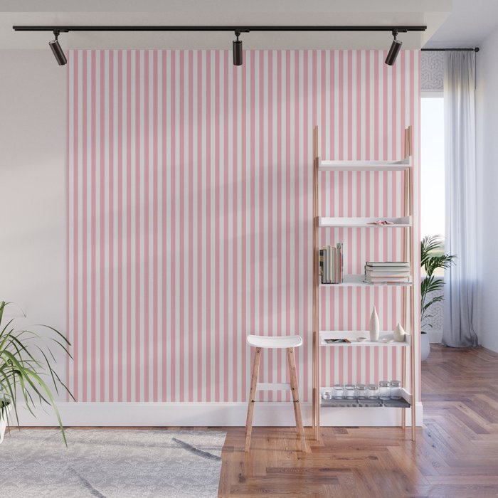 Light Pink and White Vertical Stripe Pattern for Refined Interior Design Wall Mural Gallery Image 1