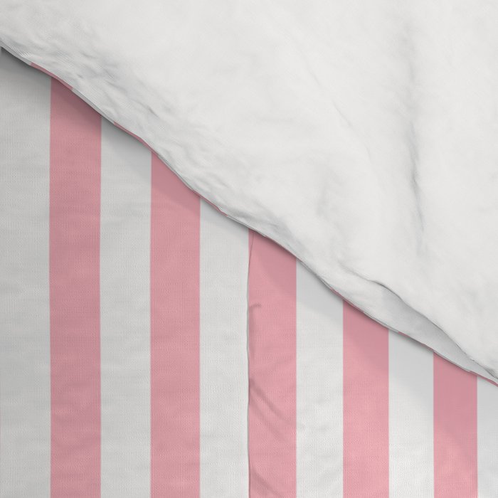 Light Pink and White Vertical Stripe Pattern for Refined Interior Design Comforter Gallery Image 4