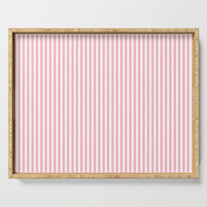 Light Pink and White Vertical Stripe Pattern for Refined Interior Design Serving Tray Gallery Image 1
