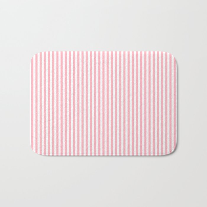Light Pink and White Vertical Stripe Pattern for Refined Interior Design Bath Mat Gallery Image 1