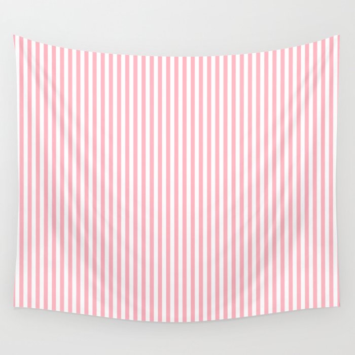 Light Pink and White Vertical Stripe Pattern for Refined Interior Design Wall Tapestry Gallery Image 4