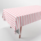 Light Pink and White Vertical Stripe Pattern for Refined Interior Design Tablecloth Gallery Image 1