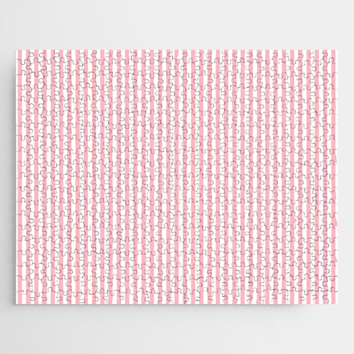 Light Pink and White Vertical Stripe Pattern for Refined Interior Design Jigsaw Puzzle Gallery Image 1