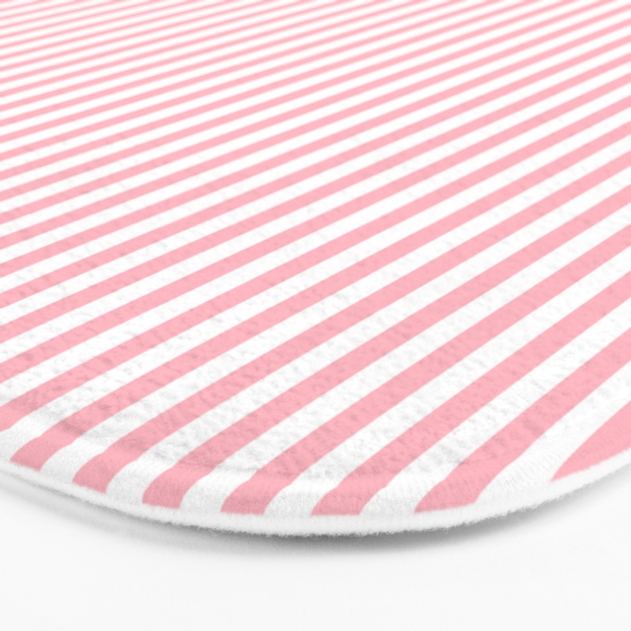 Light Pink and White Vertical Stripe Pattern for Refined Interior Design Bath Mat Gallery Image 3