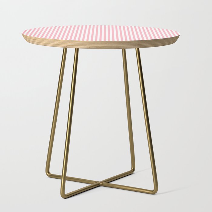 Light Pink and White Vertical Stripe Pattern for Refined Interior Design Side Table Gallery Image 1