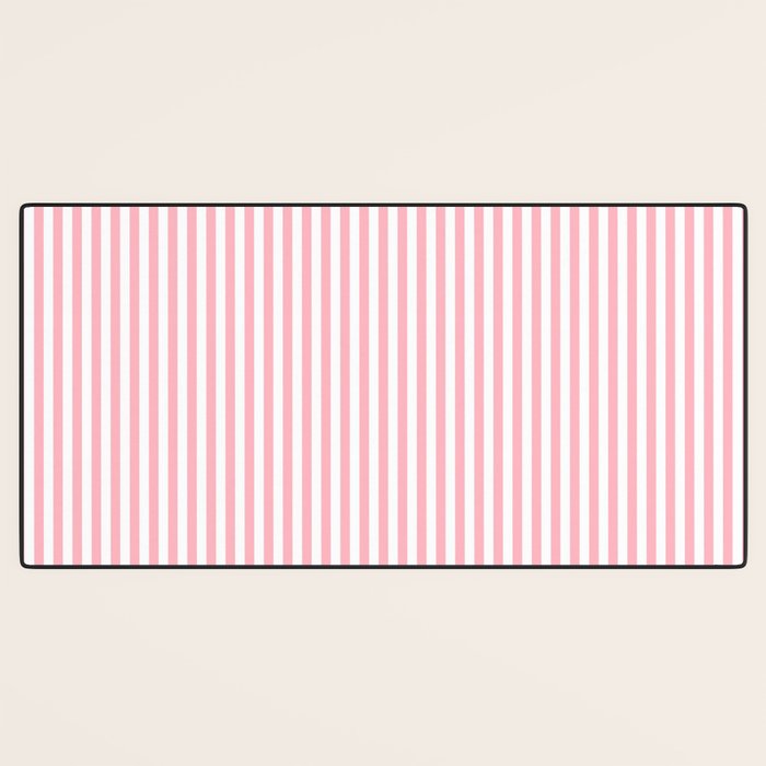 Light Pink and White Vertical Stripe Pattern for Refined Interior Design Desk Mat Gallery Image 3