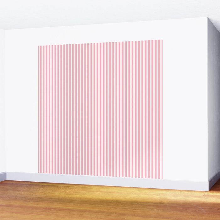 Light Pink and White Vertical Stripe Pattern for Refined Interior Design Wall Mural Gallery Image 2