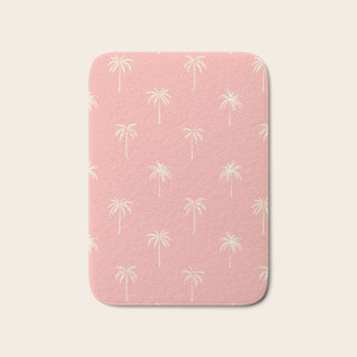 Vintage palm tree beach doodle pattern Bath Mat Gallery Image 1