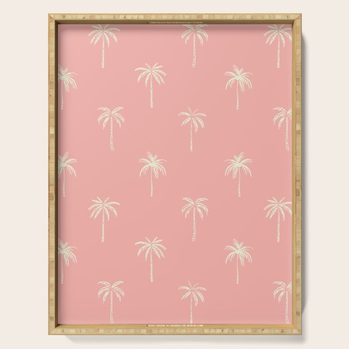Vintage palm tree beach doodle pattern Serving Tray Gallery Image 1