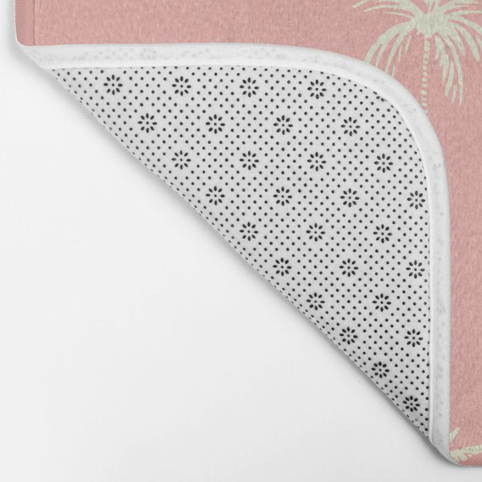 Vintage palm tree beach doodle pattern Bath Mat Gallery Image 2