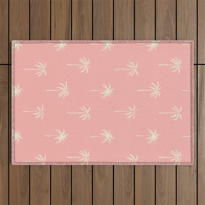 Vintage palm tree beach doodle pattern Outdoor Rug Gallery Image 1