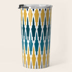 Boho, Geometric Pattern, Blue, Teal, Yellow and Gray Travel Mug Gallery Image 3