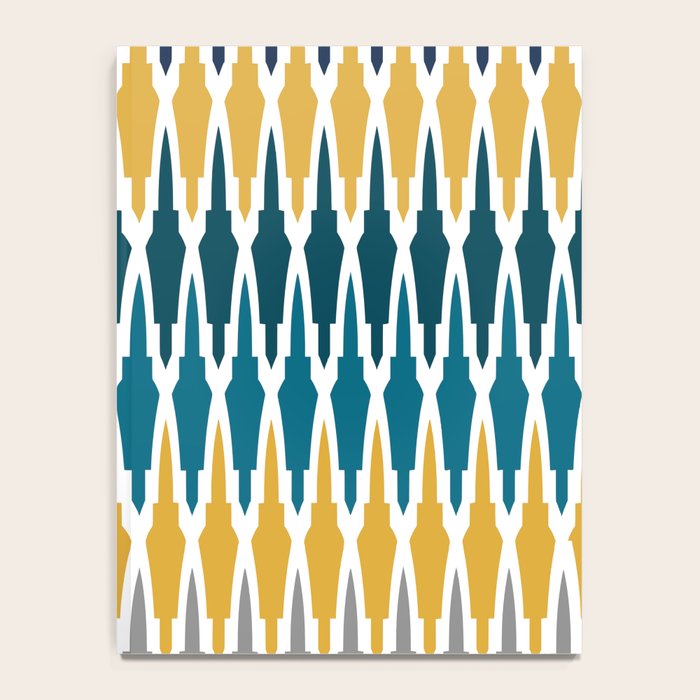 Boho, Geometric Pattern, Blue, Teal, Yellow and Gray Notebook Gallery Image 4