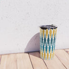 Boho, Geometric Pattern, Blue, Teal, Yellow and Gray Travel Mug Gallery Image 4