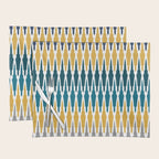 Boho, Geometric Pattern, Blue, Teal, Yellow and Gray Placemat Gallery Image 1