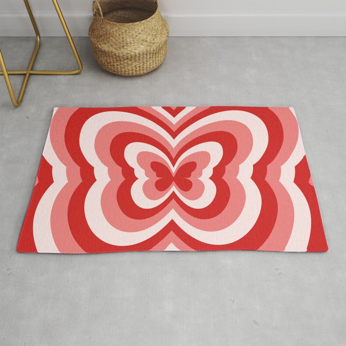 Retro 70s Butterfly in Red Rug Gallery Image 1