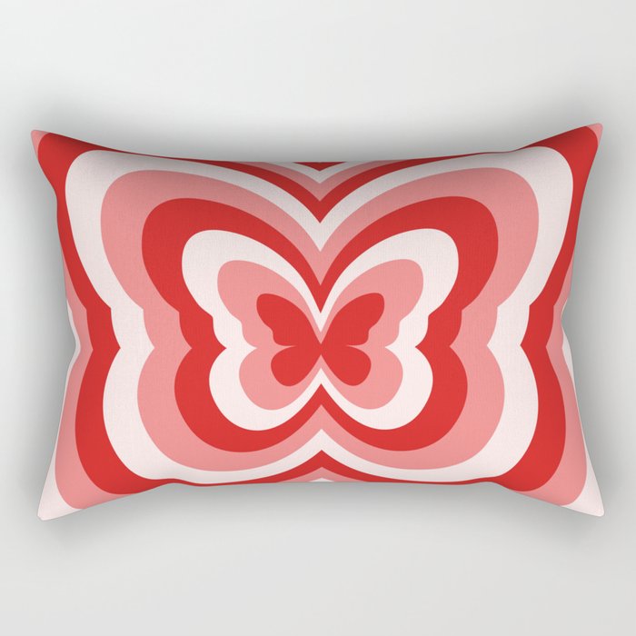 Retro 70s Butterfly in Red Rectangular Pillow Gallery Image 1