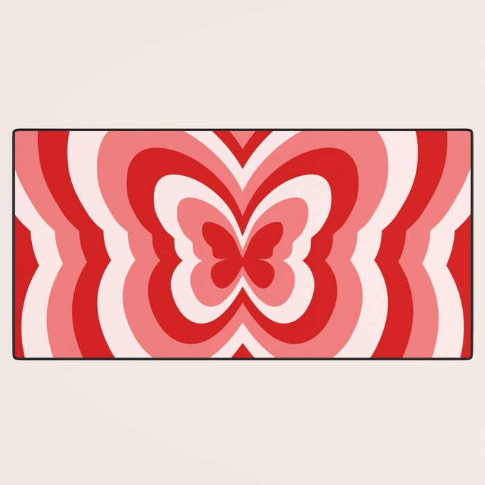 Retro 70s Butterfly in Red Desk Mat Gallery Image 3