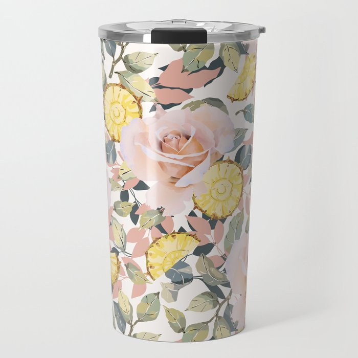 Pineapple wedges on rose bushes P Travel Mug Gallery Image 1