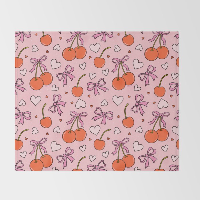 Valentine Cherry Print Throw Blanket Gallery Image 2