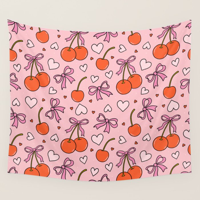 Valentine Cherry Print Wall Tapestry Gallery Image 1
