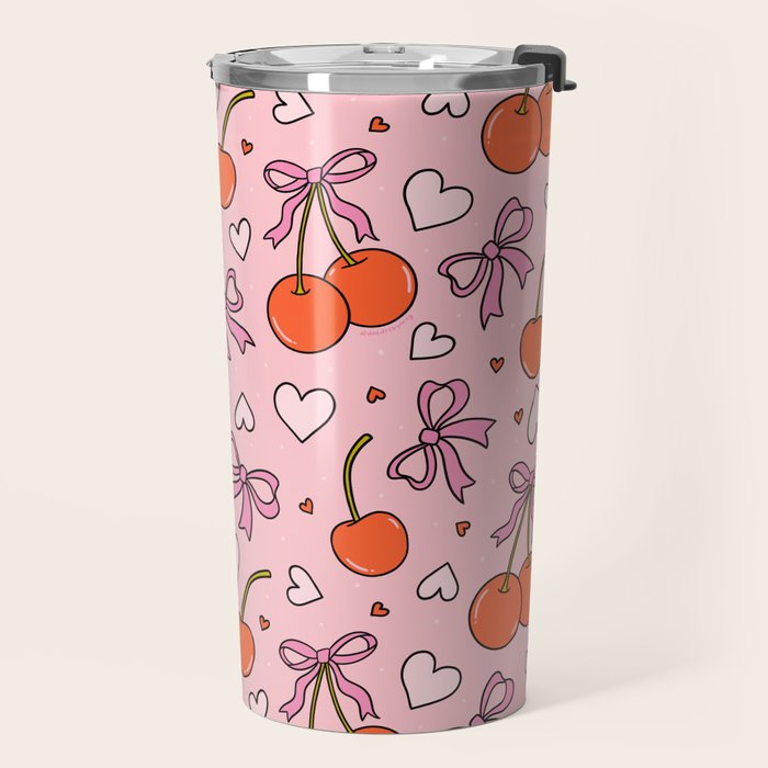 Valentine Cherry Print Travel Mug Gallery Image 2