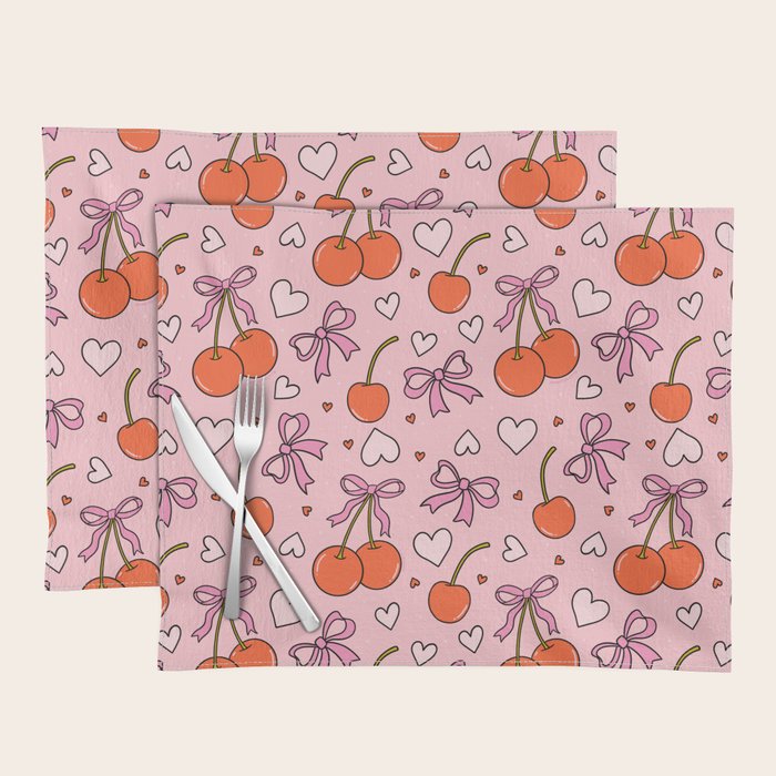 Valentine Cherry Print Placemat Gallery Image 1