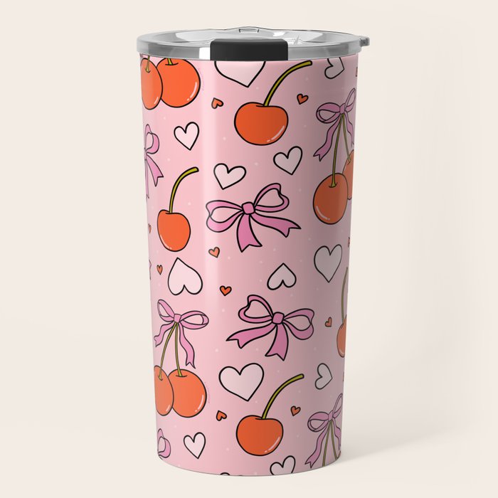 Valentine Cherry Print Travel Mug Gallery Image 1