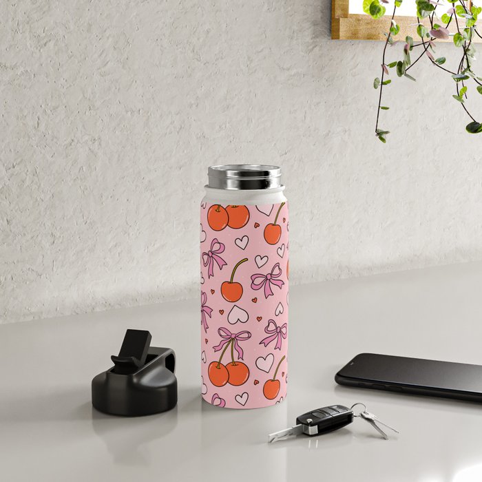 Valentine Cherry Print Water Bottle Gallery Image 4