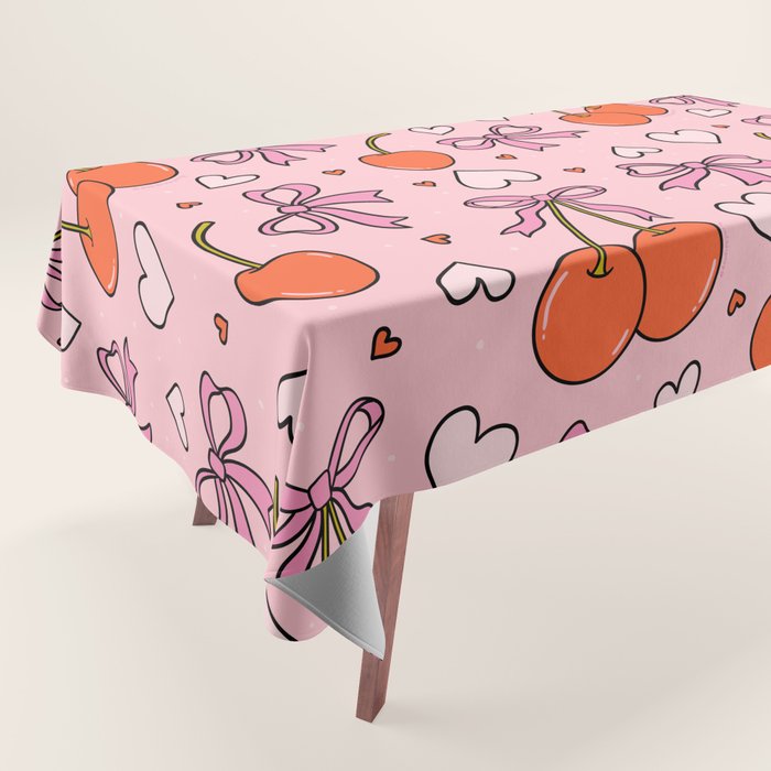Valentine Cherry Print Tablecloth Gallery Image 1