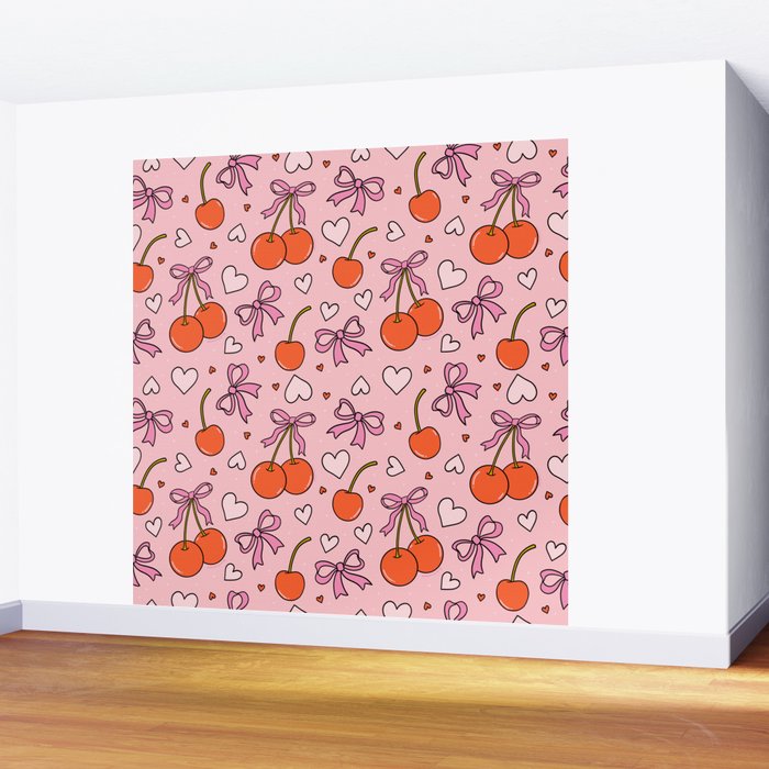 Valentine Cherry Print Wall Mural Gallery Image 2