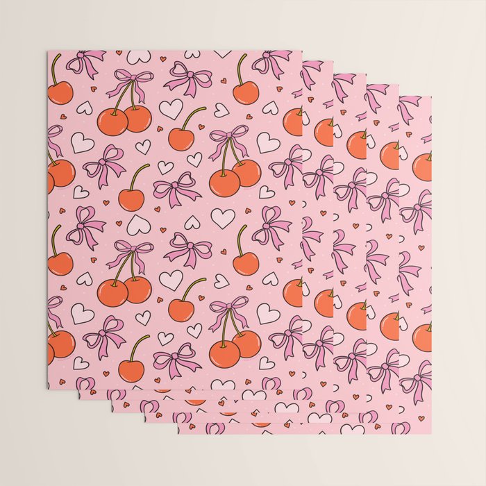 Valentine Cherry Print Wrapping Paper Gallery Image 3