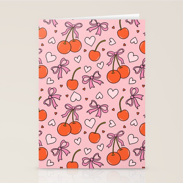 Valentine Cherry Print Stationery Card Gallery Image 2