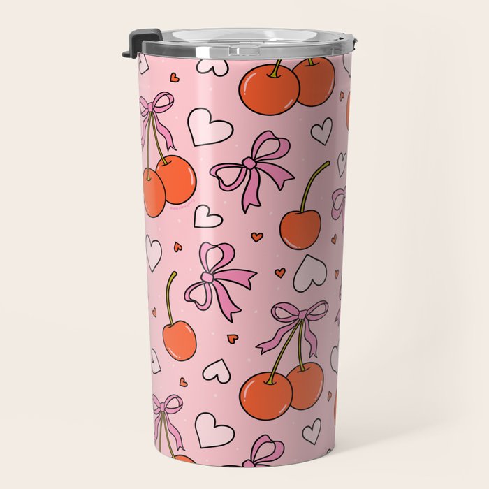Valentine Cherry Print Travel Mug Gallery Image 3